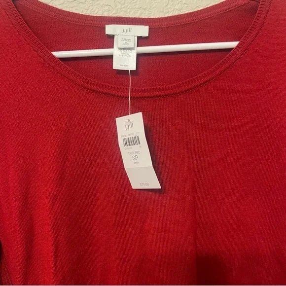 PETITE SMALL J Jill true Red Scoop Neck
Lightweight Ribbed Sides Sweater - Picture 16 of 16